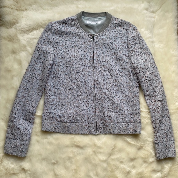 Zara Blue Lace Bomber Jacket - Picture 3 of 9